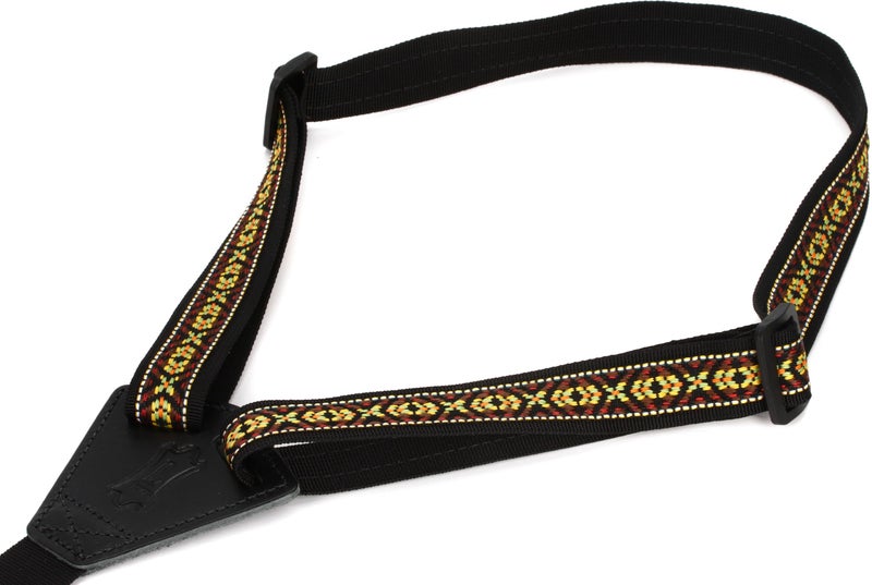 Levy's Leathers 1" Nylon Jacquard Weave Style Classical Guitar and Ukulele Strap; Yellow (M20JN-002) - Image 2